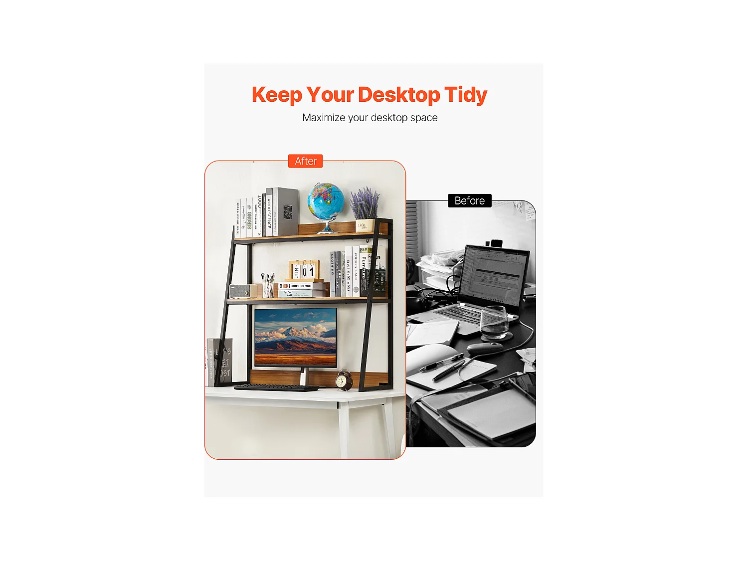 Étagère de Bureau SucceBuy 2 Niveaux Convient au Bureau et à la Maison avec des Patins Antidérapants, Mesurant 95 x 32 x 89 cm