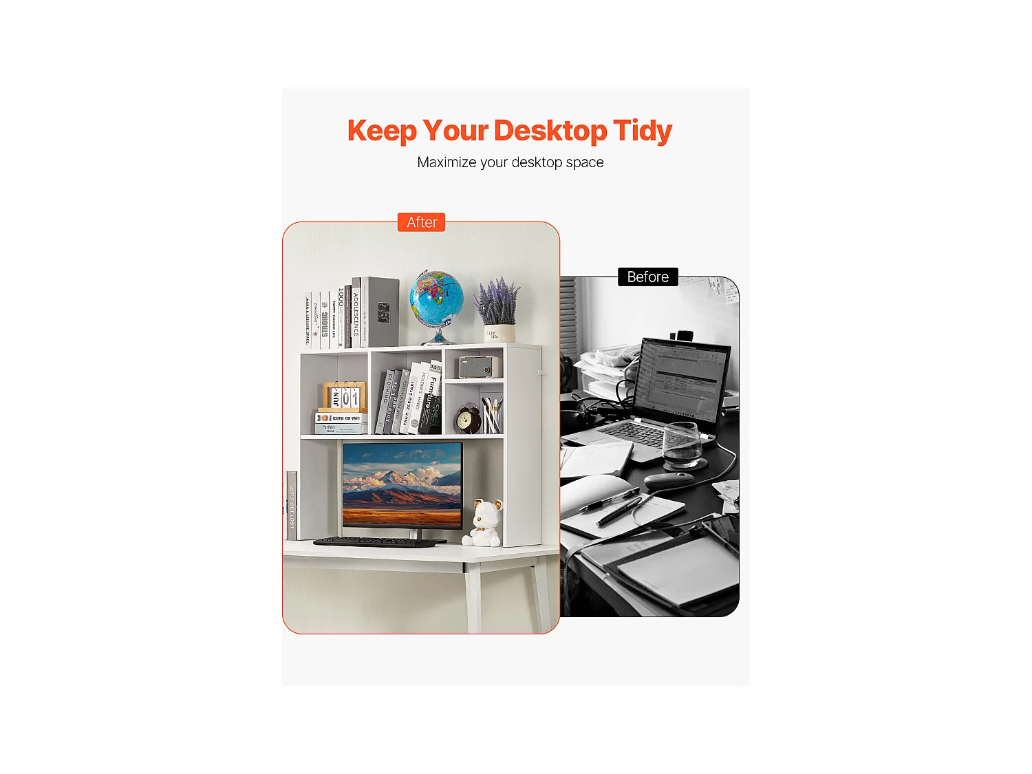 Étagère de Bureau SucceBuy Blanche à 1 Niveau Organisateur de Rangement pour le Bureau et la Maison