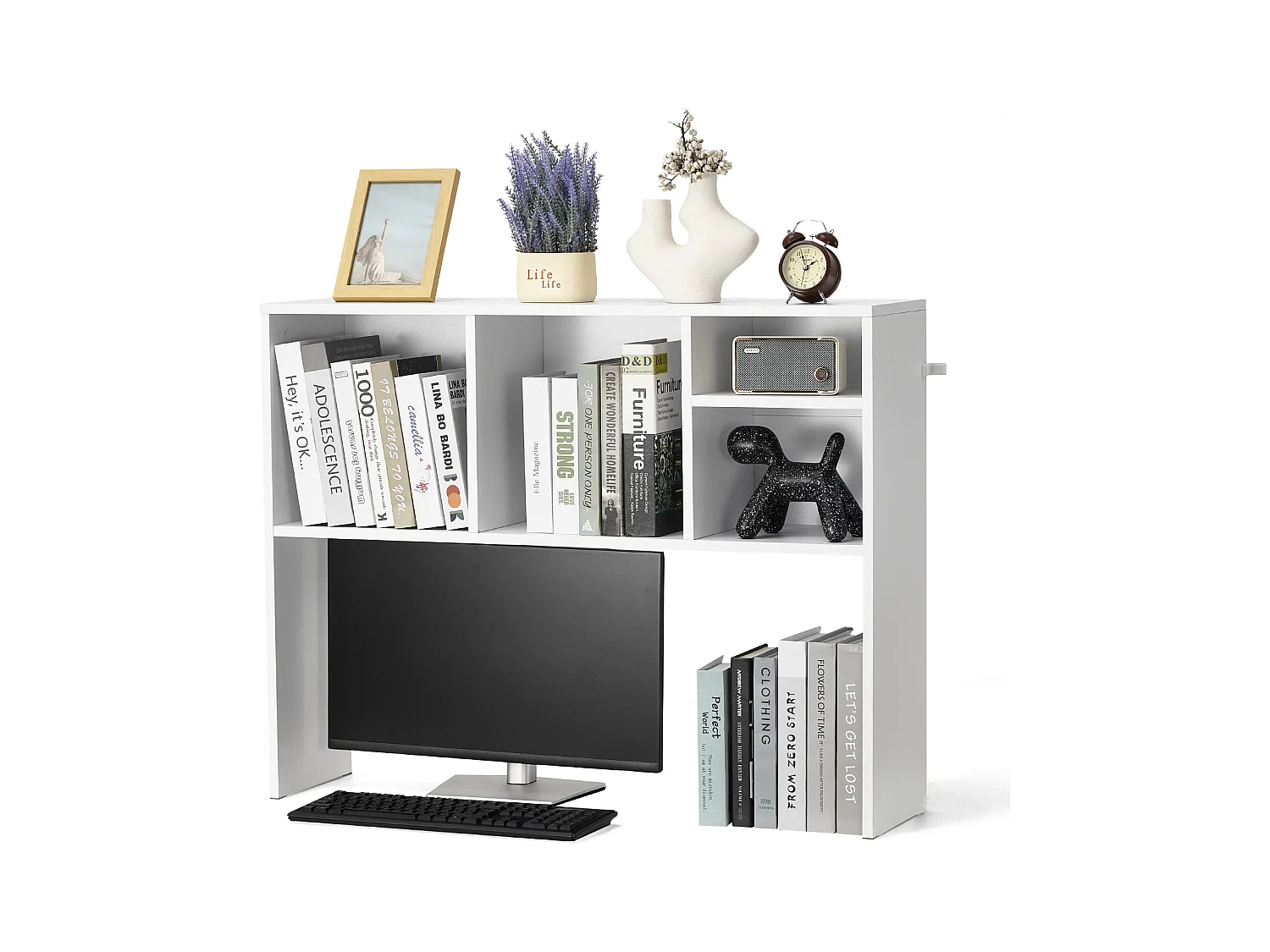 Étagère de Bureau SucceBuy Blanche à 1 Niveau Organisateur de Rangement pour le Bureau et la Maison