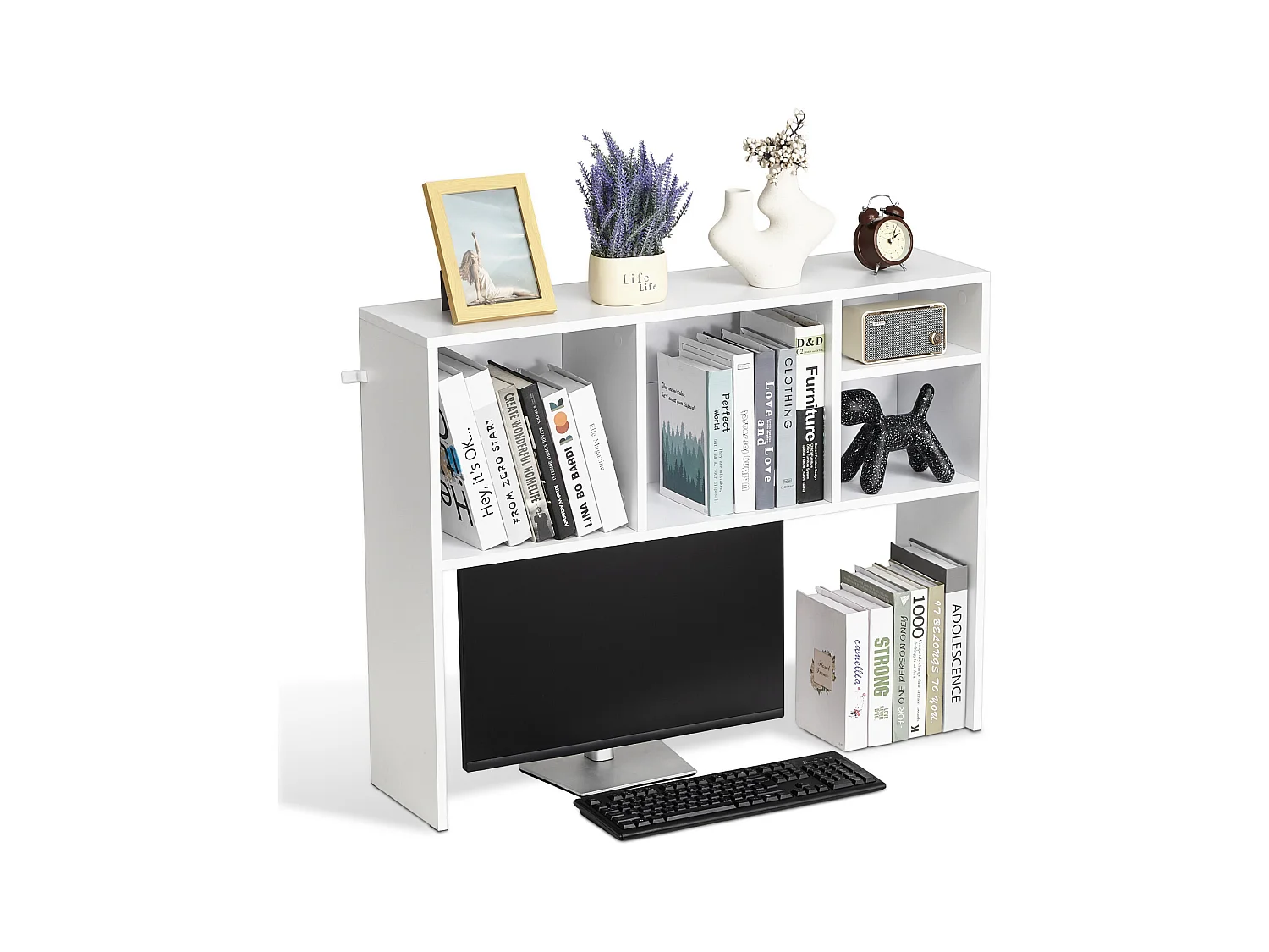 Étagère de Bureau SucceBuy Blanche à 1 Niveau Organisateur de Rangement pour le Bureau et la Maison