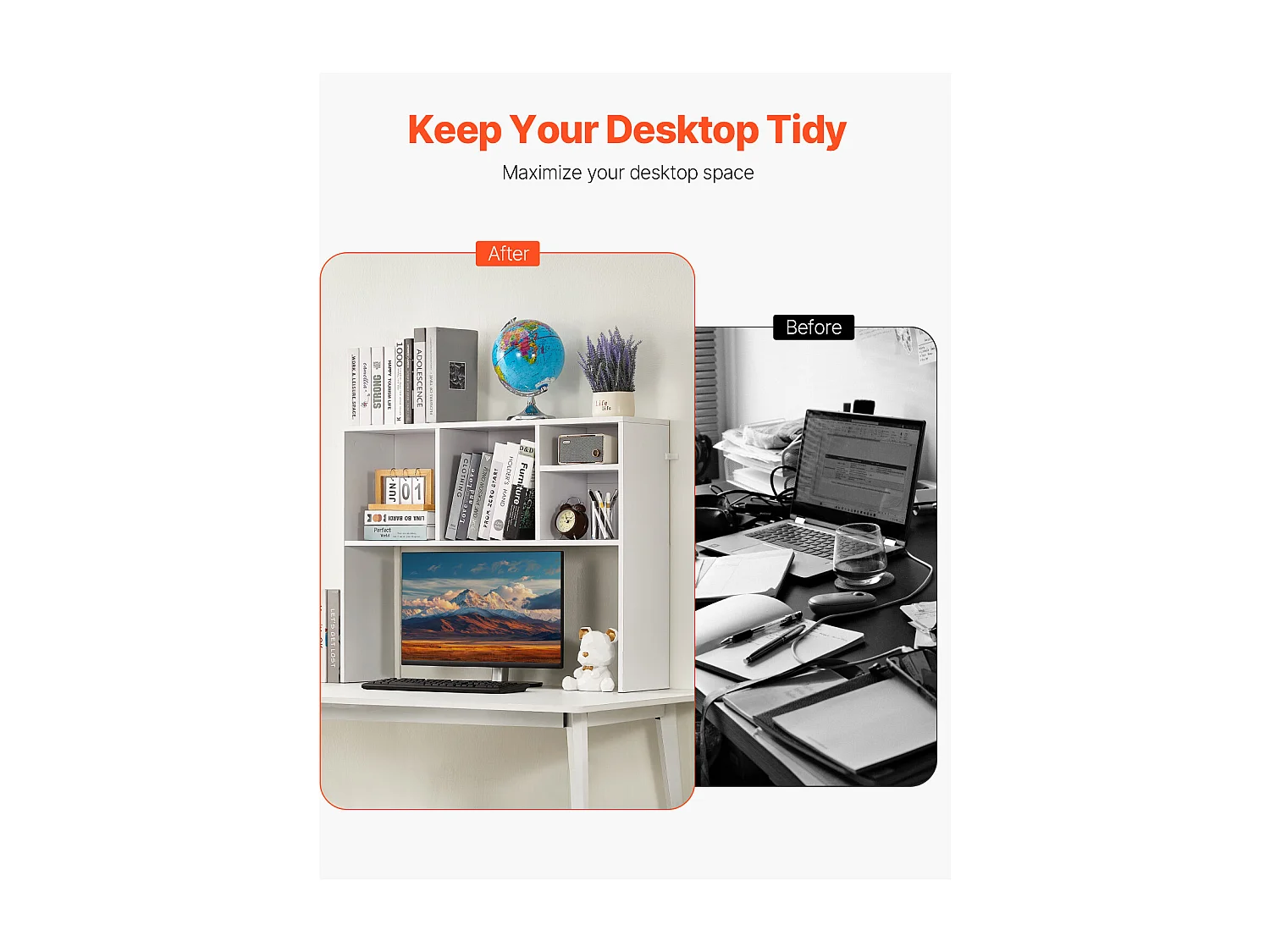 Étagère de Bureau SucceBuy Blanche à 1 Niveau Organisateur de Rangement pour le Bureau et la Maison