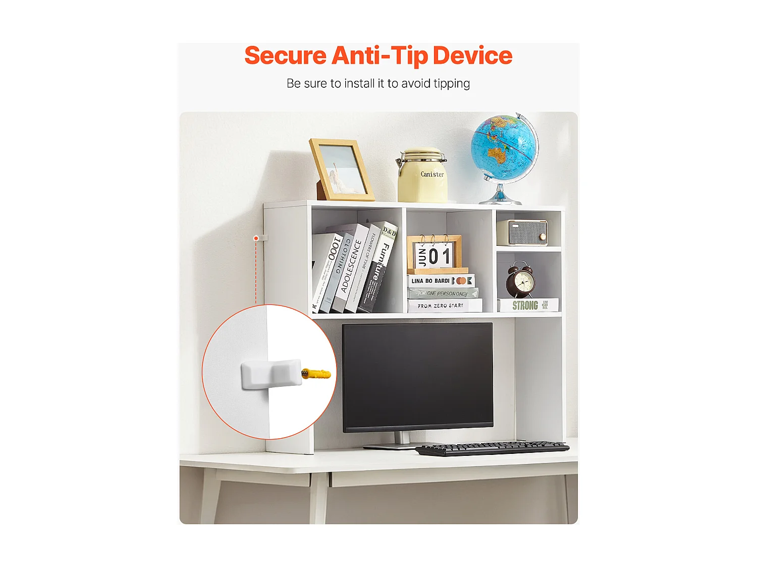 Étagère de Bureau SucceBuy Blanche à 1 Niveau Organisateur de Rangement pour le Bureau et la Maison