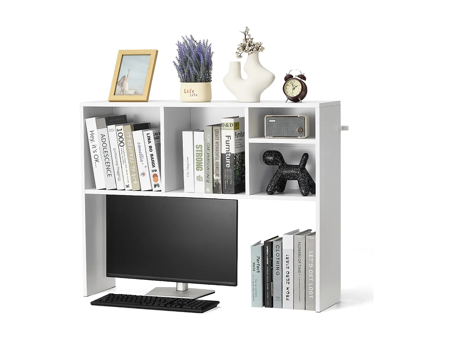 Étagère de Bureau SucceBuy Blanche à 1 Niveau Organisateur de Rangement pour le Bureau et la Maison