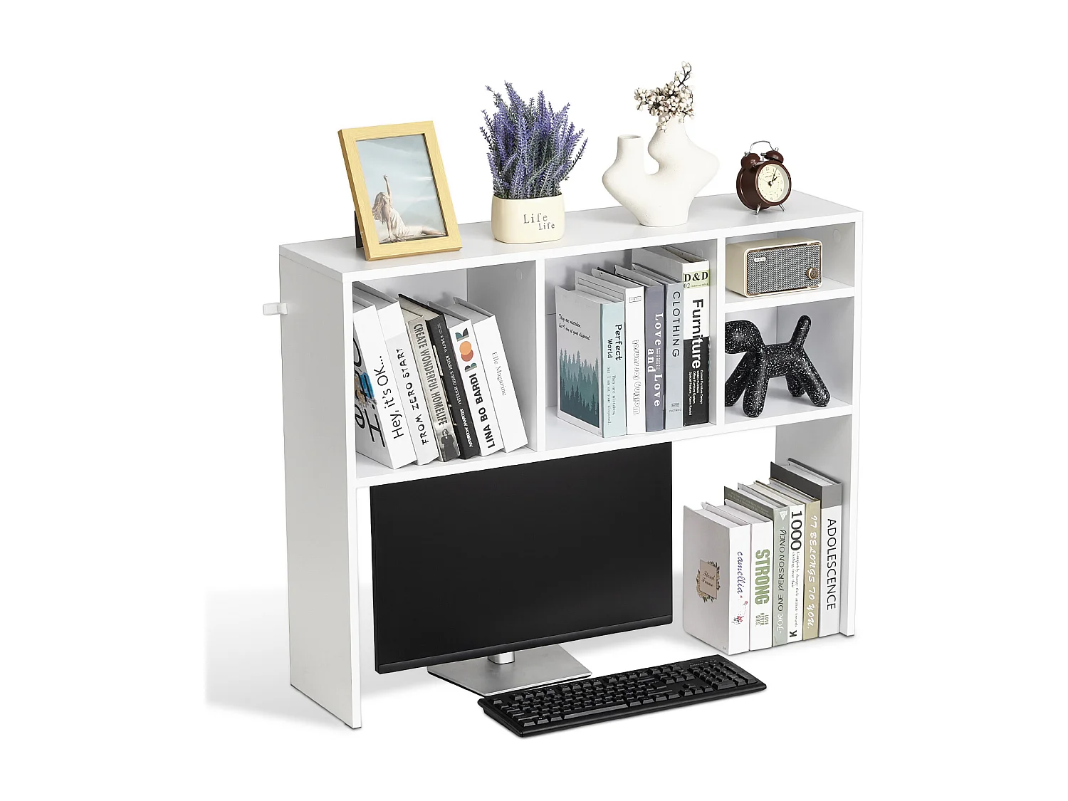 Étagère de Bureau SucceBuy Blanche à 1 Niveau Organisateur de Rangement pour le Bureau et la Maison