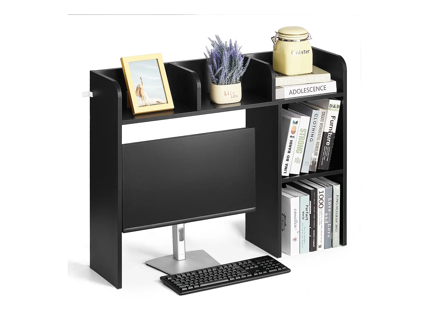 Étagère de Bureau SucceBuy Noire à 2 Niveaux Organisateur de Rangement pour le Bureau et la Maison