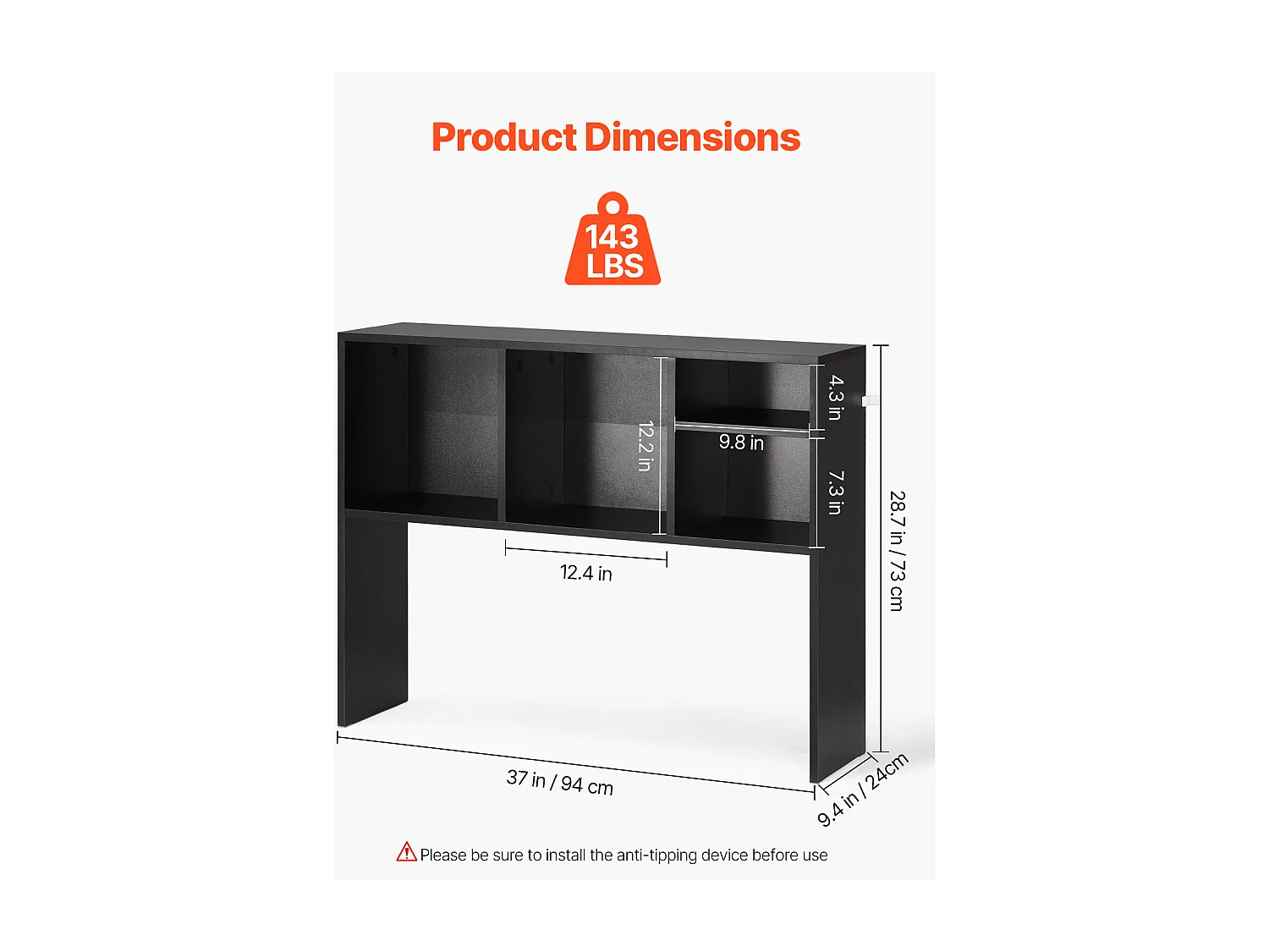 Étagère de Bureau SucceBuy Noire à 1 Niveau Organisateur de Rangement pour le Bureau et la Maison