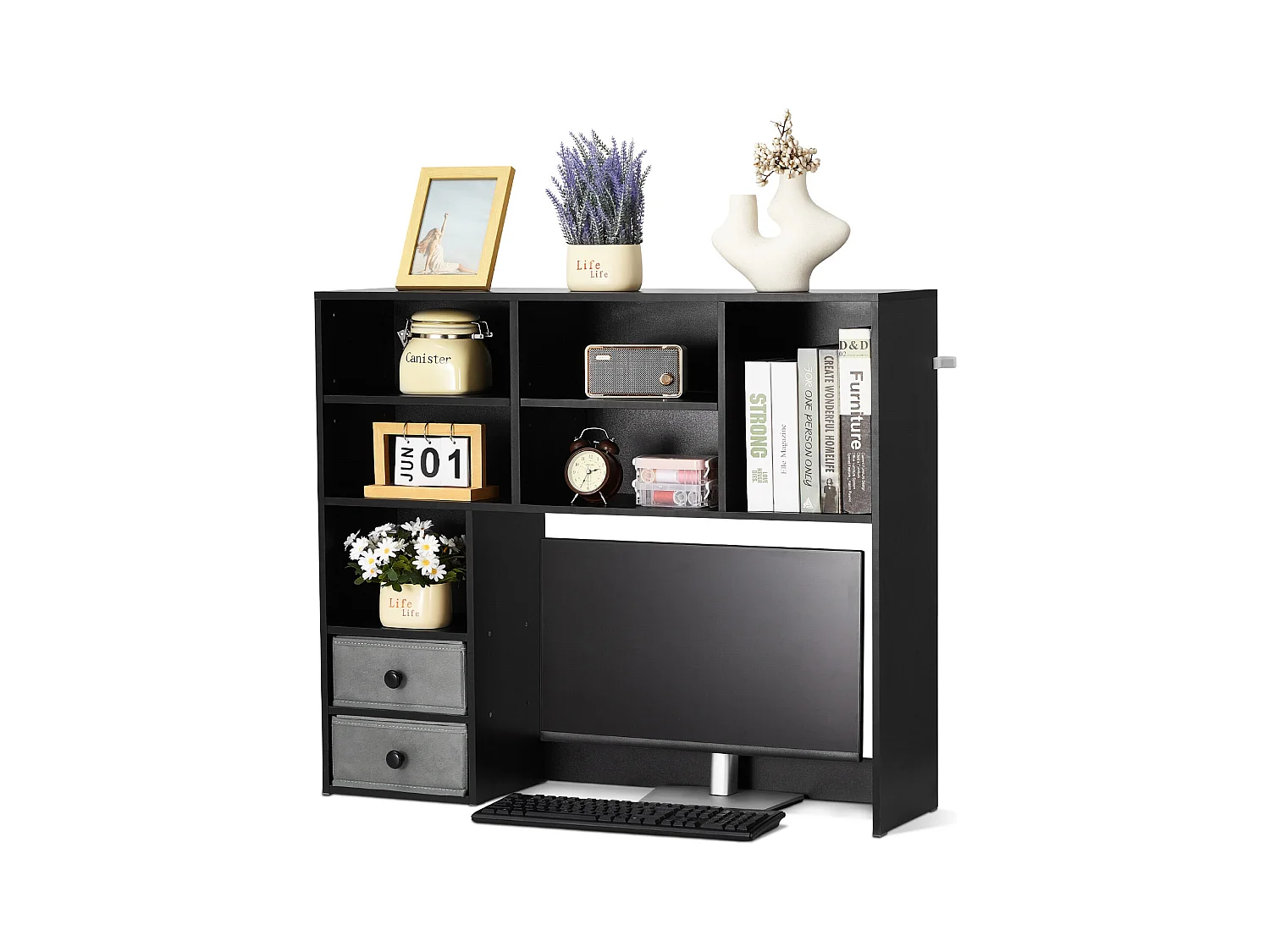 Étagère de Bureau SucceBuy Organiseur Noir à 3 Niveaux pour le Bureau et la Maison