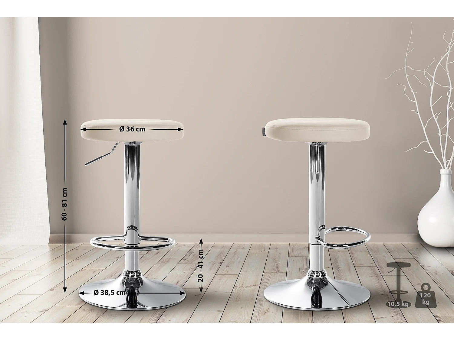 "2er Set Barhocker Ponte Kunstleder chrom"