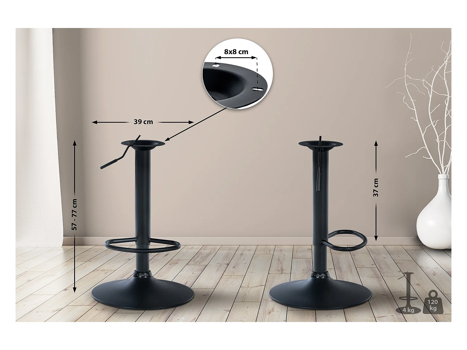 XL Gestell für Barhocker 8 x 8 cm