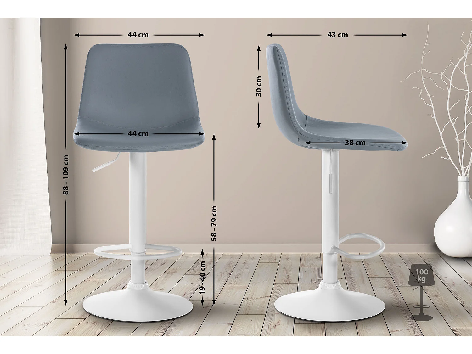 Conjunto de 2 Banquetas Divo em Ecolona - Altura Ajustável