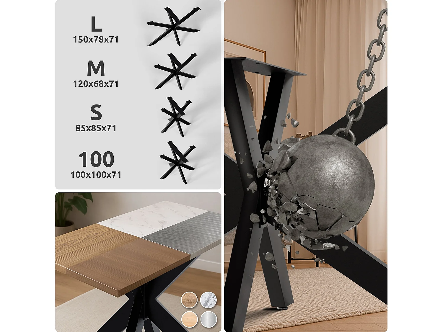 "Tischbeine Hardwick 150x78x71 cm"