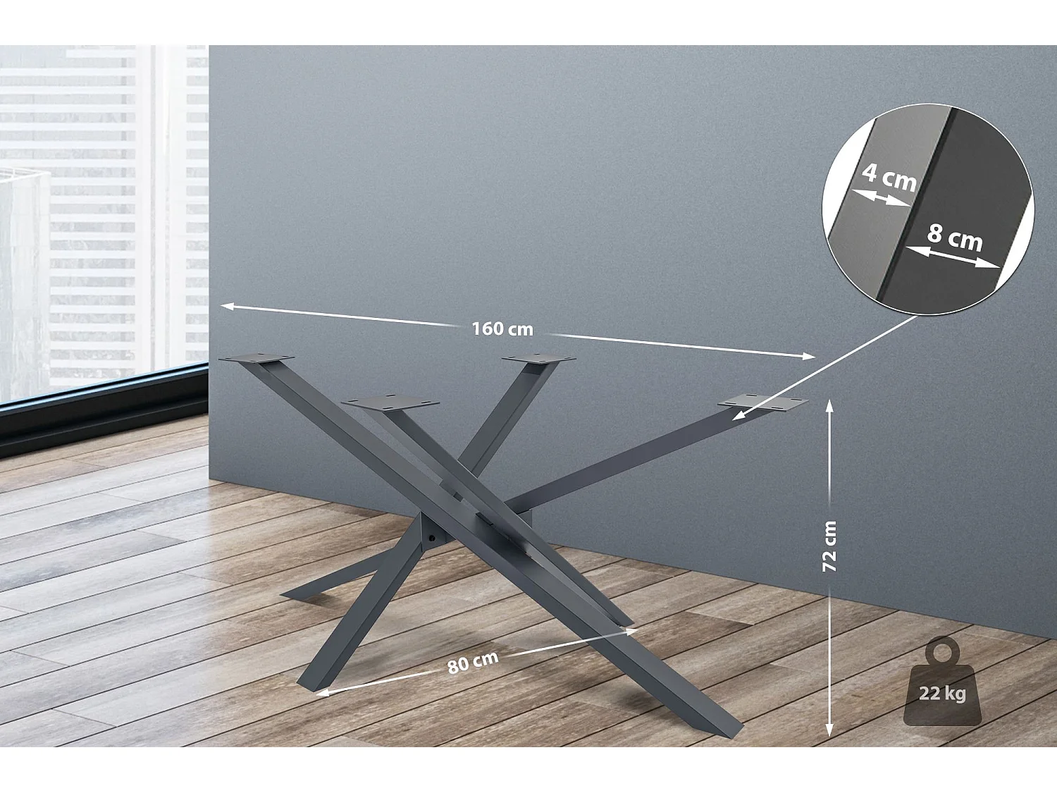 Tischbeine Jimmy 160x80x72