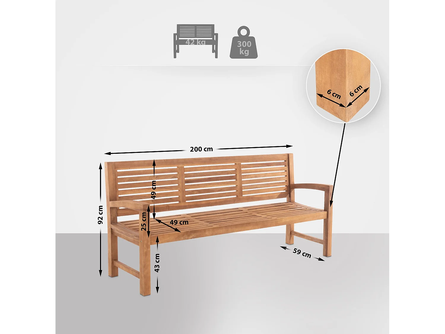 Teakbank Halden 200 cm