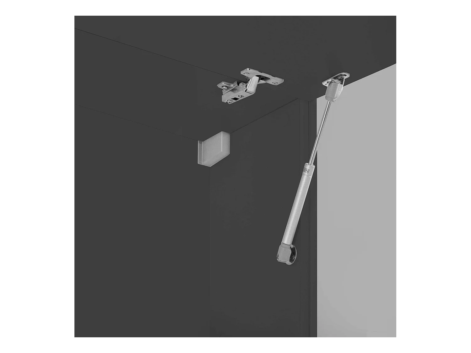 Placard suspendu de salon 2 compartiments porte à rabat gris Note Up