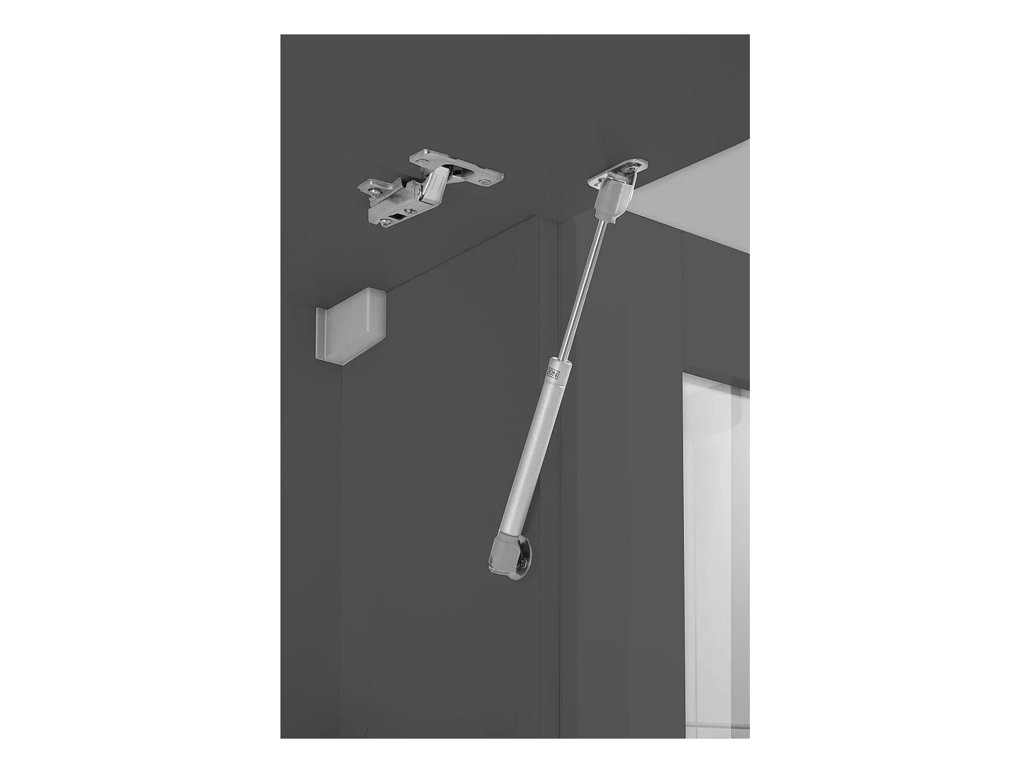 Mueble colgante salón 180cm con 2 compartimentos puerta abatible gris Nota Arriba