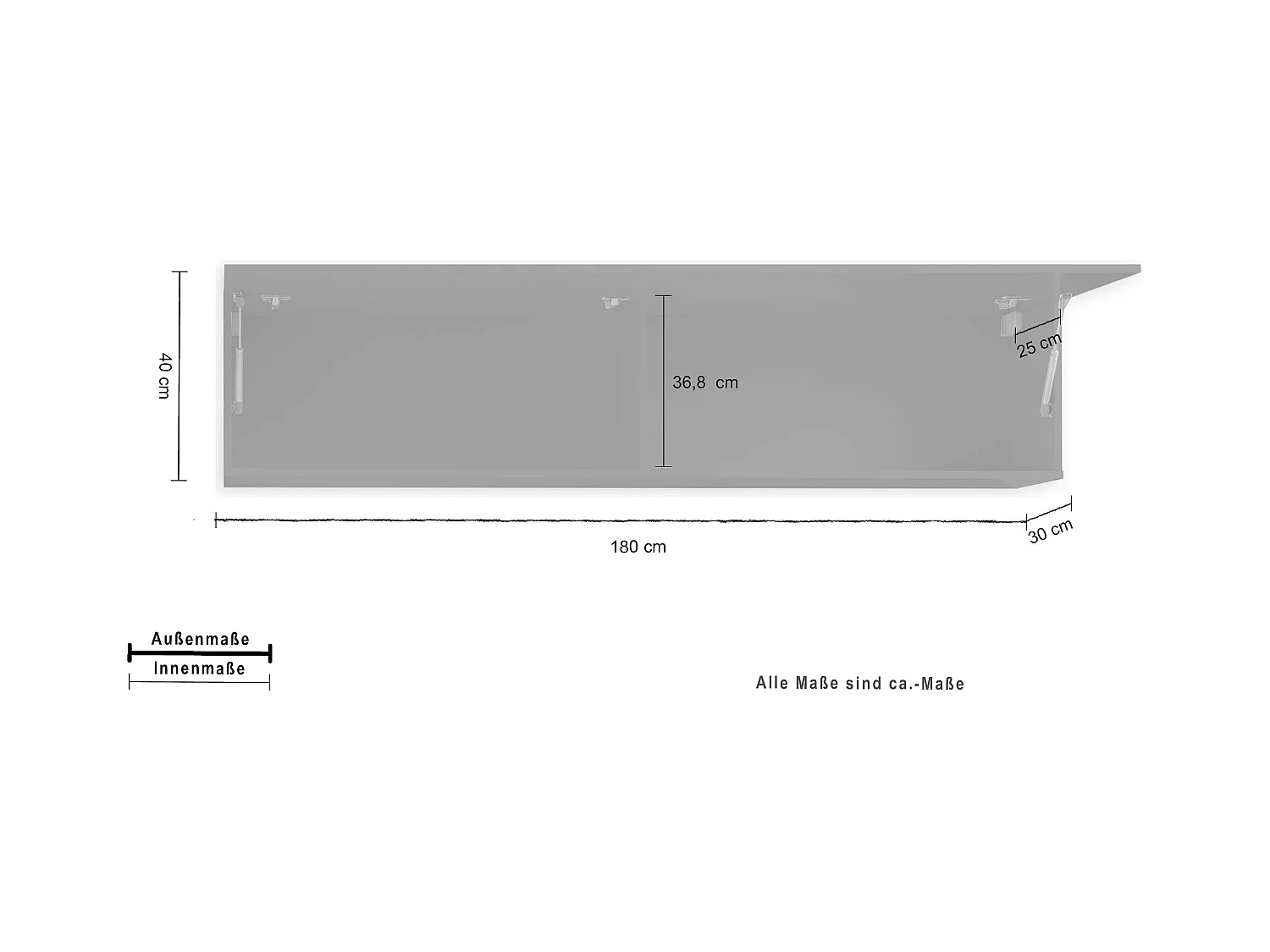 Mueble colgante salón 180cm con 2 compartimentos puerta abatible gris Nota Arriba
