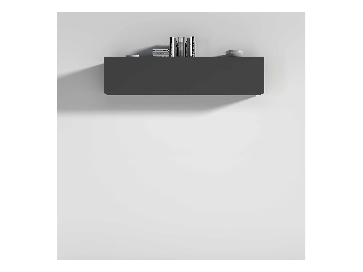 Mueble colgante salón 180cm con 2 compartimentos puerta abatible gris Nota Arriba