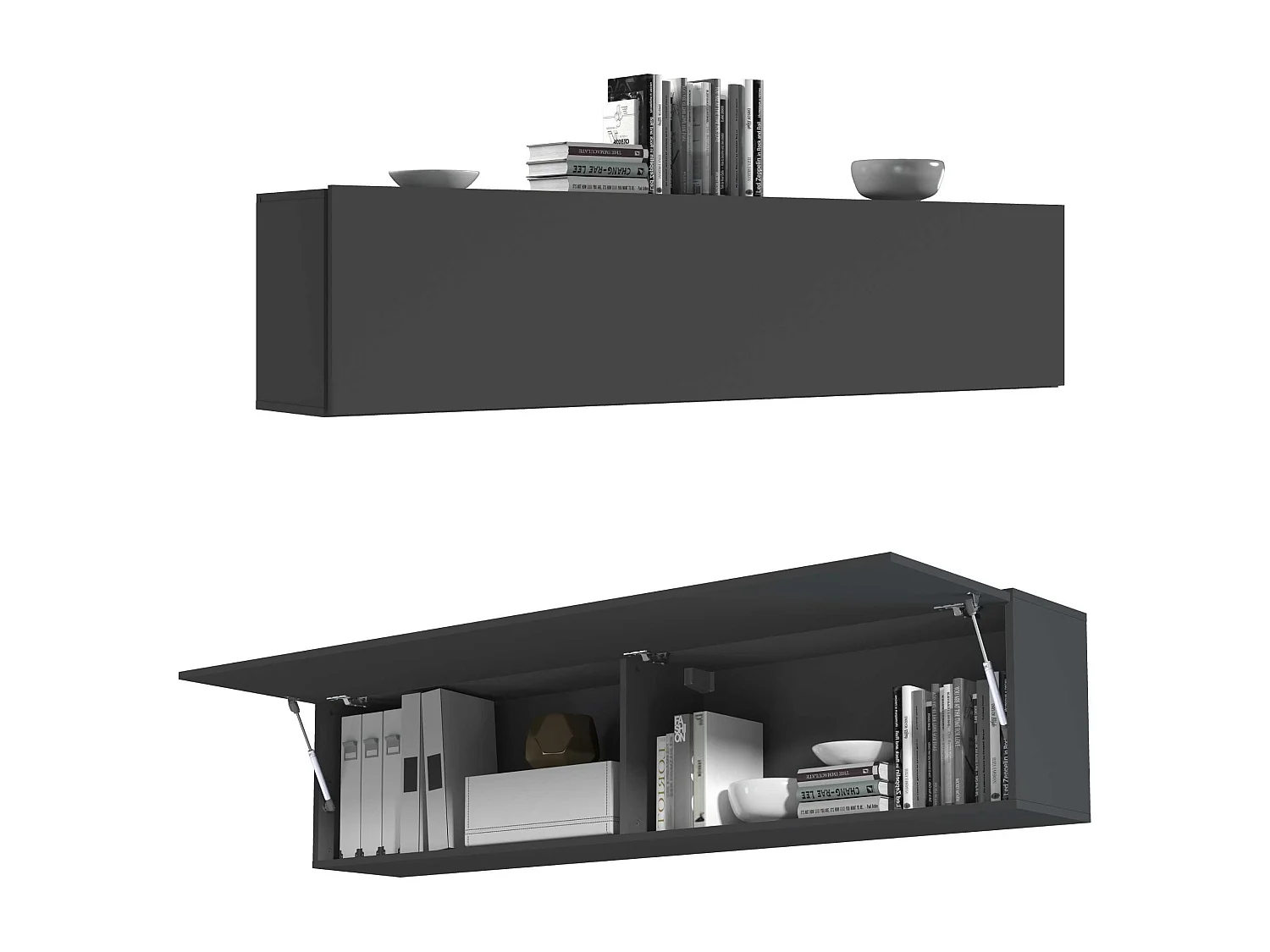 Pensile da muro Maruska con 1 anta a ribalta antracite opaco 180x30x40 cm