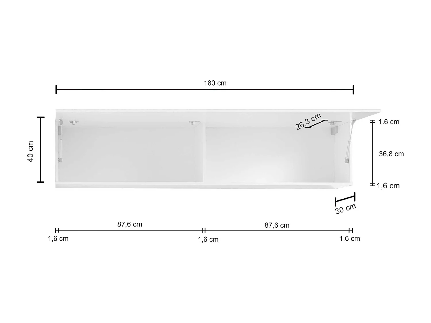 Pensile da muro Maruska con 1 anta a ribalta antracite opaco 180x30x40 cm