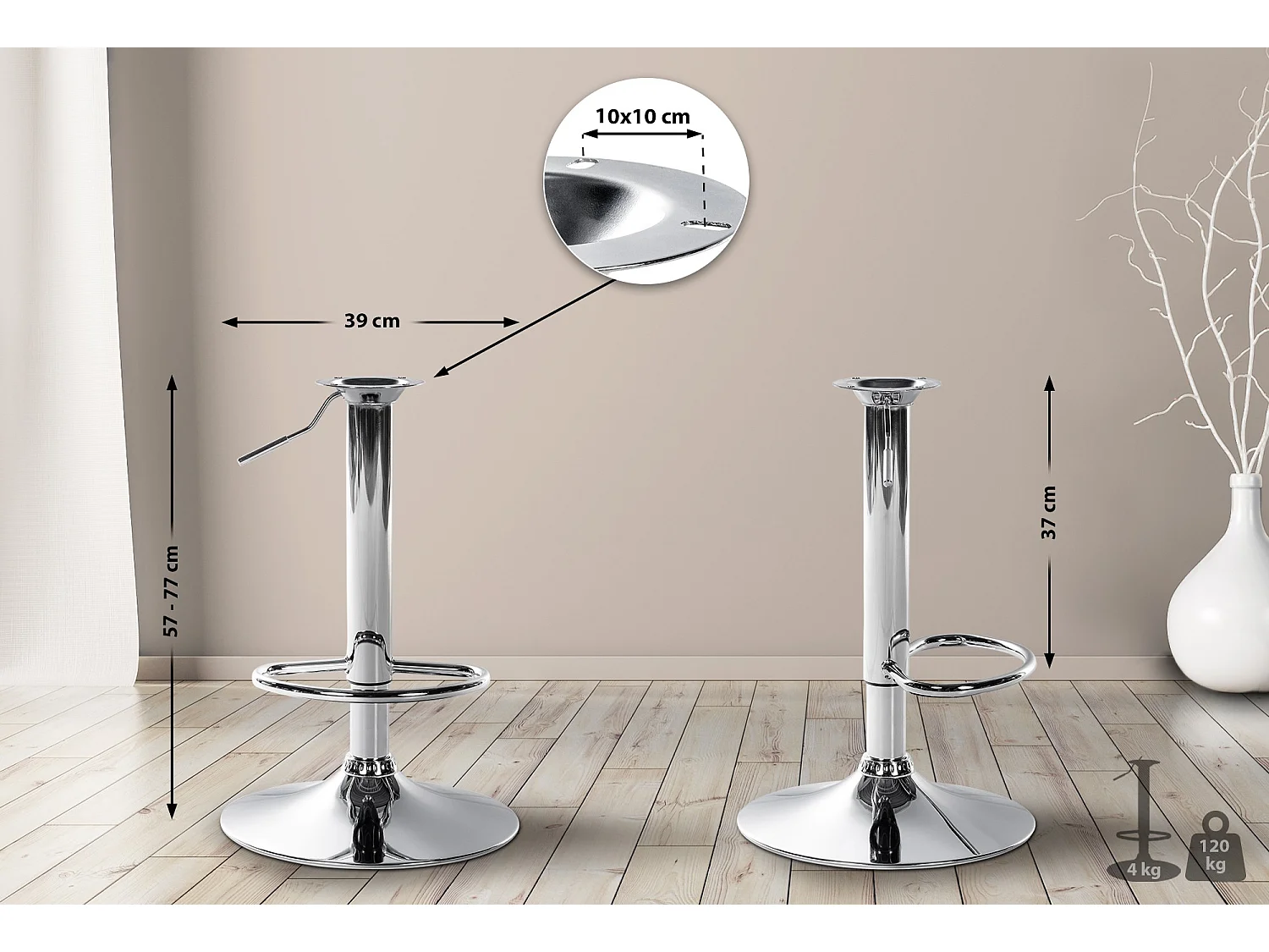 XL Gestell für Barhocker 10 x 10 cm