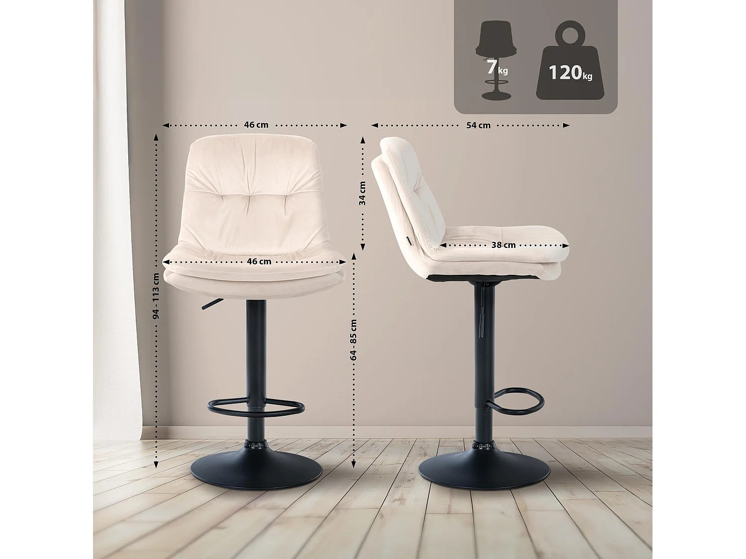 "Barhocker Laurel Samt schwarz"