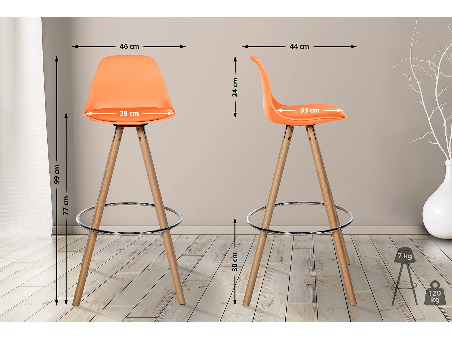 Barhocker Corbin Kunstleder Rund natura