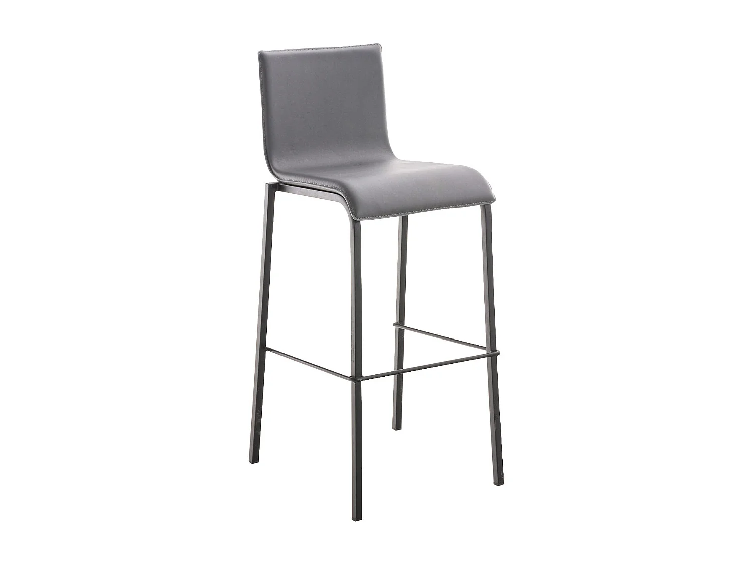 Sgabello da Bar Avola en Ecopelle avec Structure en Métal Noir