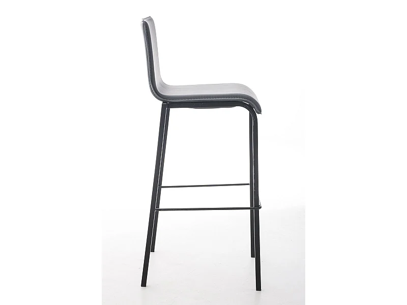 Sgabello da Bar Avola en Ecopelle avec Structure en Métal Noir