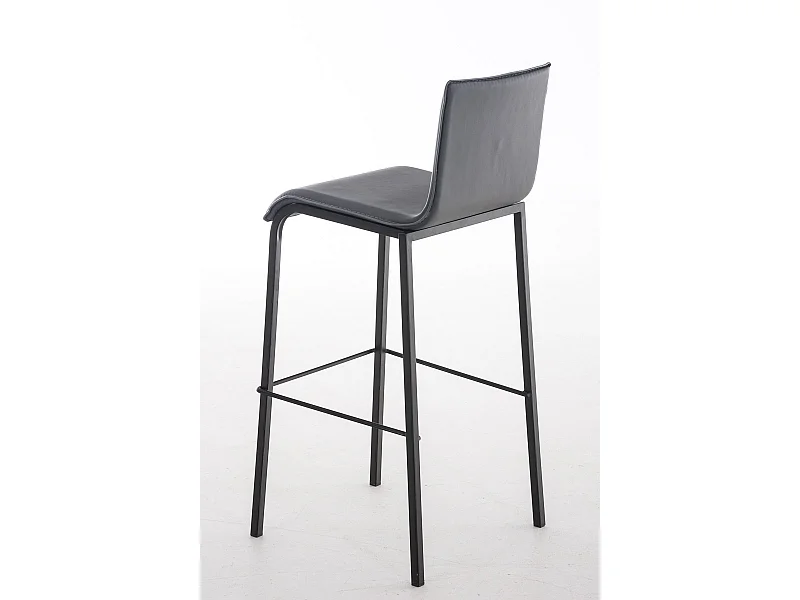 Sgabello da Bar Avola en Ecopelle avec Structure en Métal Noir