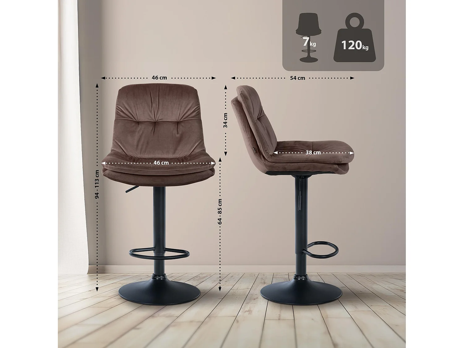 "Barhocker Laurel Samt schwarz"