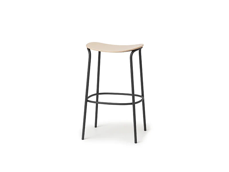 Tabouret métal et assise bois clair Trick - 75 cm