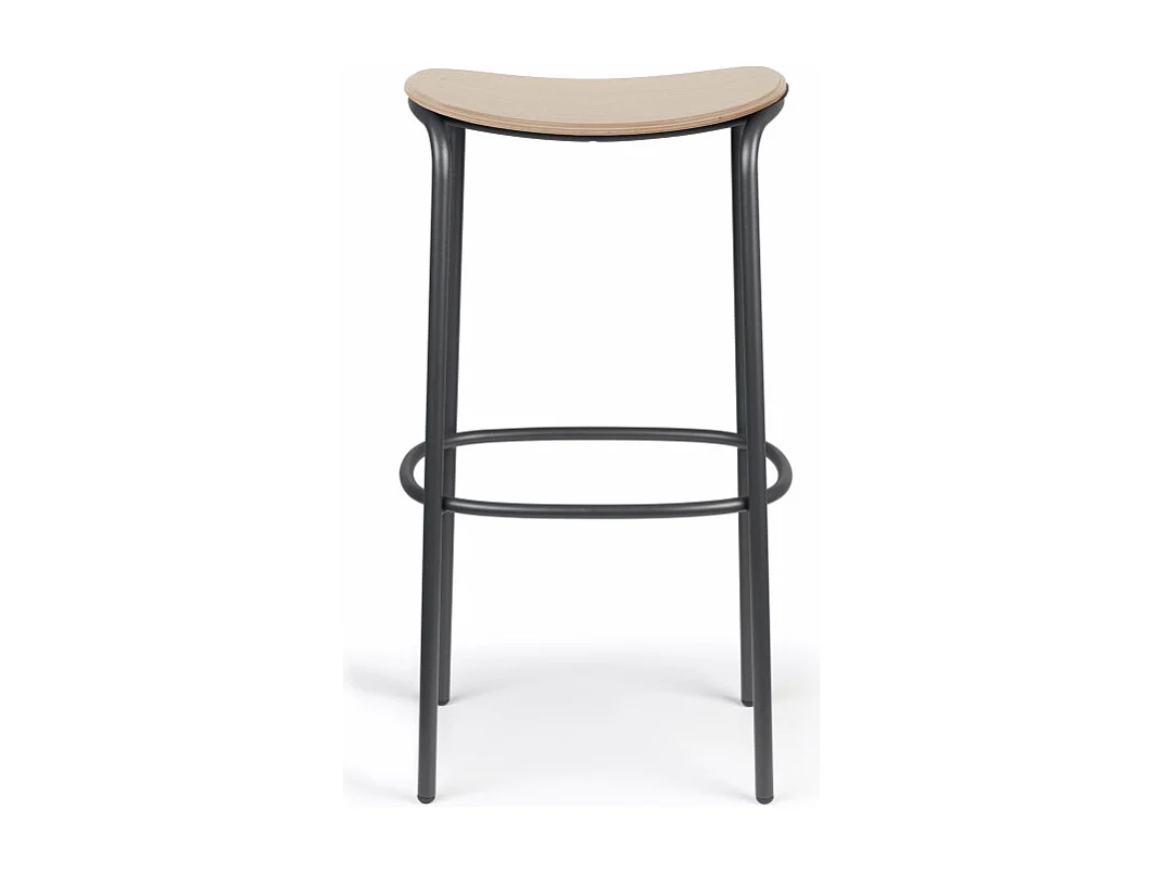 Tabouret métal et assise bois clair Trick - 75 cm
