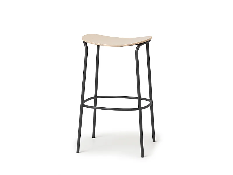 Tabouret métal et assise bois clair Trick - 75 cm