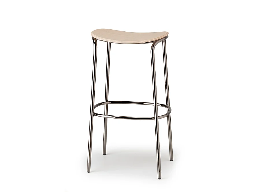 Tabouret métal et assise bois clair Trick - 75 cm