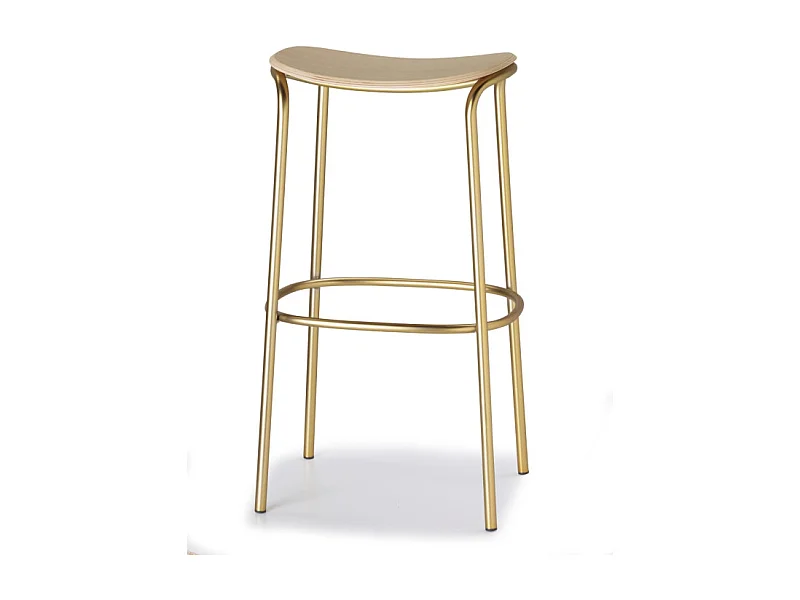 Tabouret métal et assise bois clair Trick - 75 cm