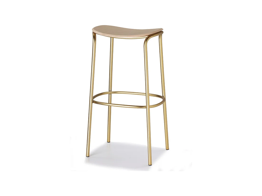 Tabouret métal et assise bois clair Trick - 75 cm