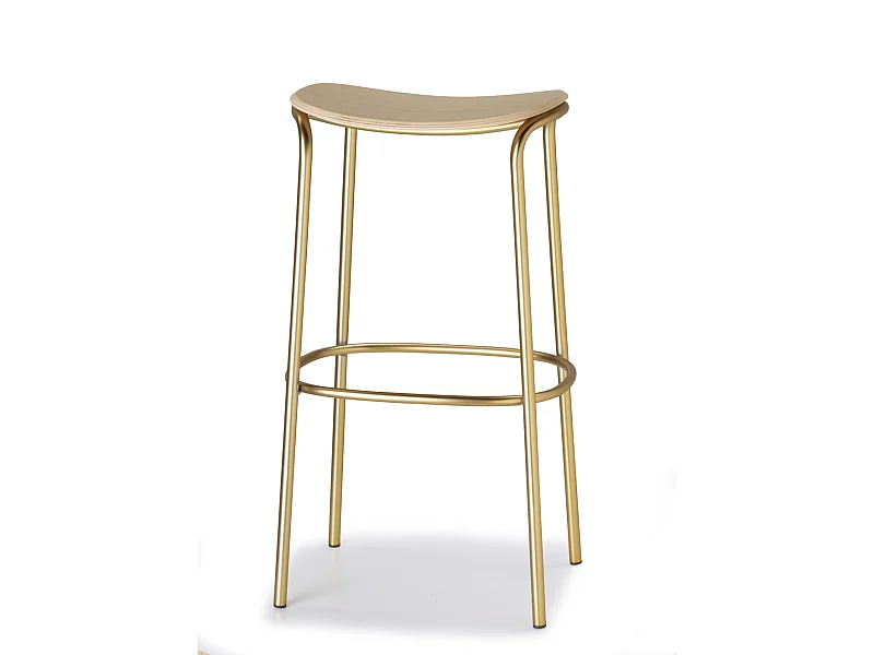 Tabouret métal et assise bois clair Trick - 75 cm