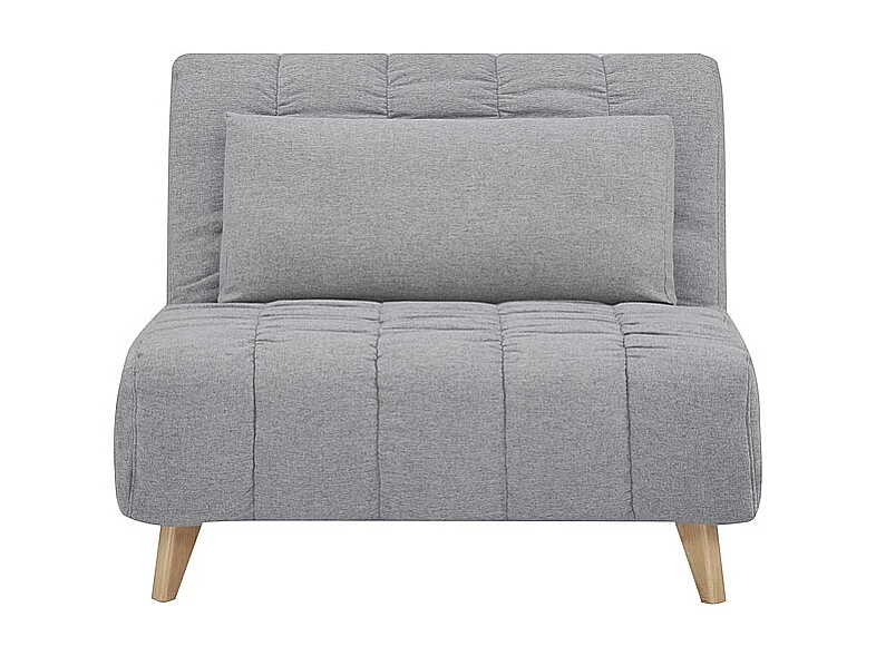 Fauteuil convertible en couchage en tissu - Pieds en bois beige - Gris - L 191 cm x l 103 cm
