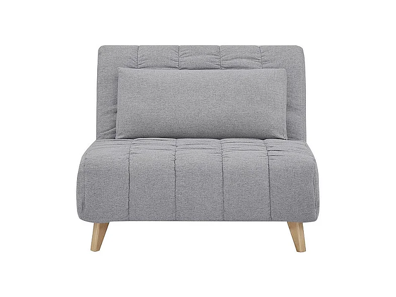 Fauteuil convertible en couchage en tissu - Pieds en bois beige - Gris - L 191 cm x l 103 cm