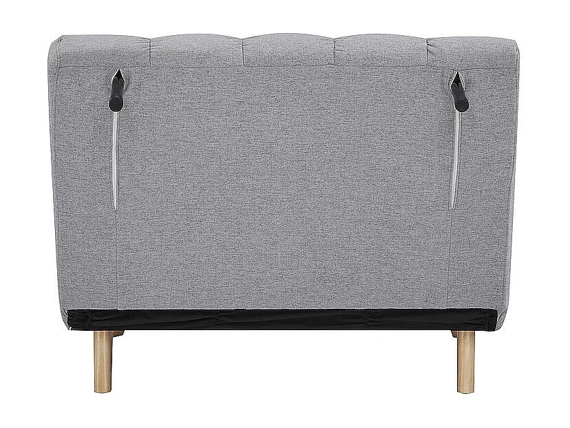 Fauteuil convertible en couchage en tissu - Pieds en bois beige - Gris - L 191 cm x l 103 cm