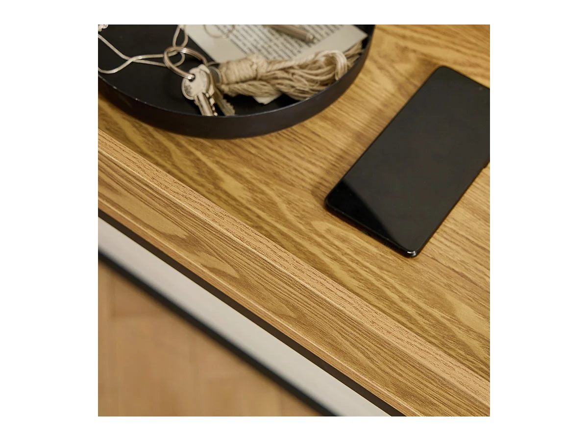 Console avec plateau à rebords et pieds en métal noir L100 cm - JESSIE