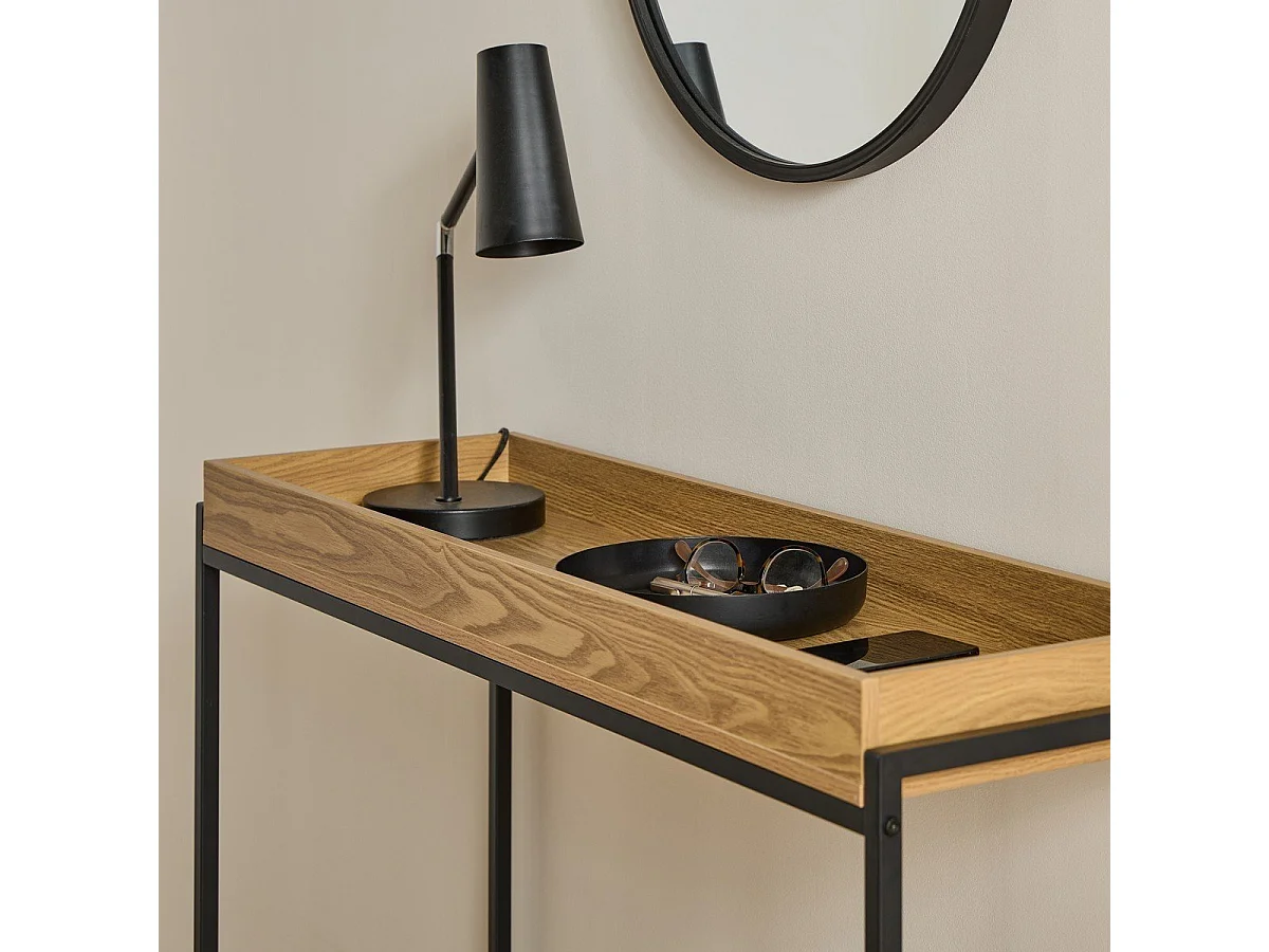 Consolle con piano con bordi rialzati e gambe in metallo nero L100 cm - JESSIE