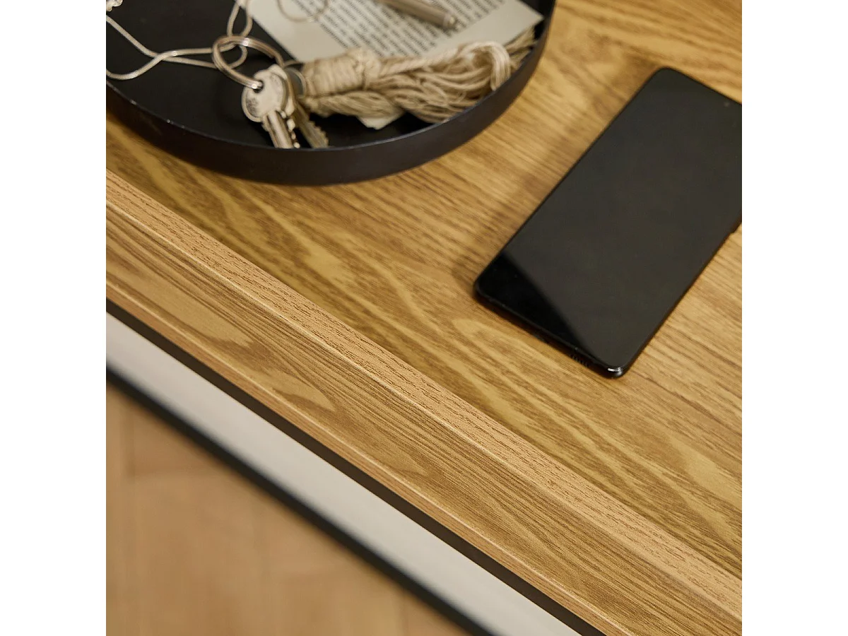 Console avec plateau à rebords et pieds en métal noir L100 cm - JESSIE