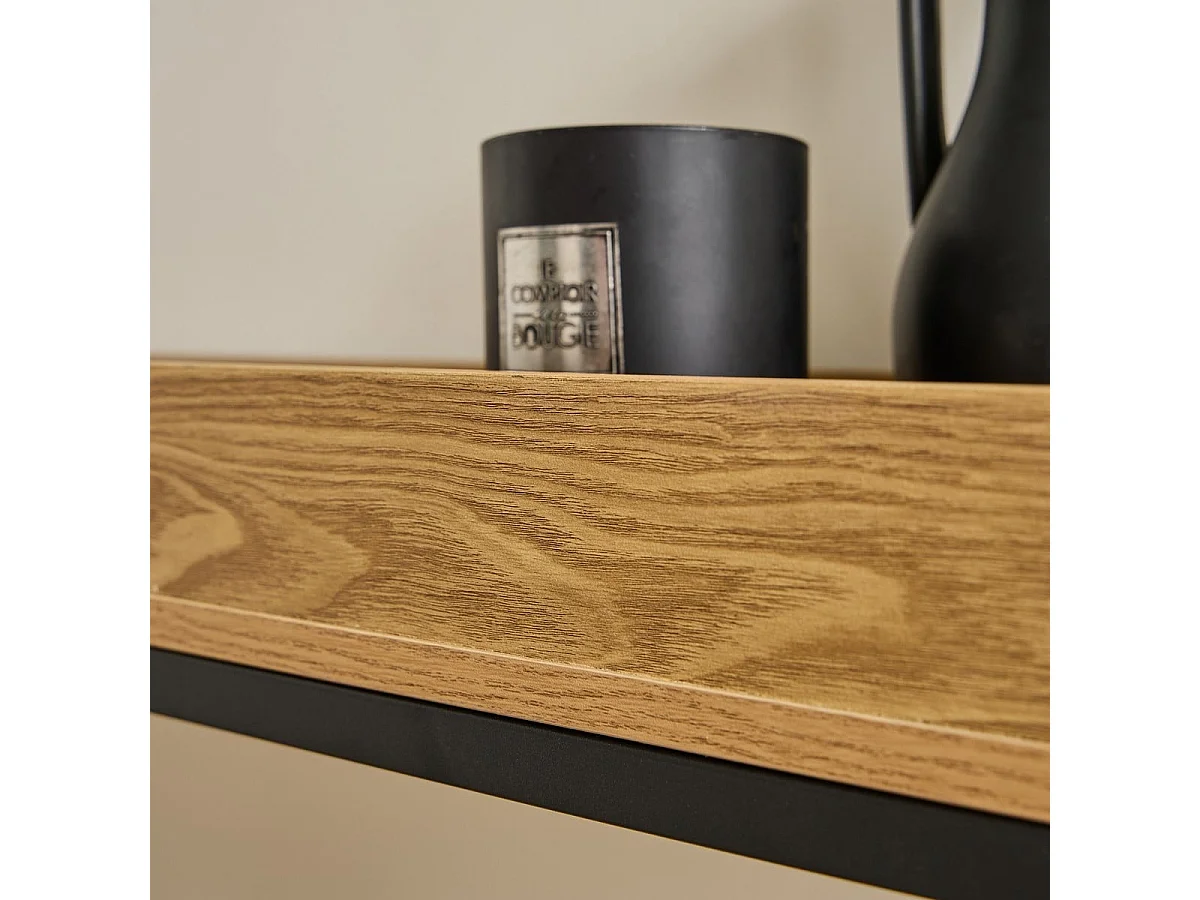 Console avec plateau à rebords et pieds en métal noir L100 cm - JESSIE