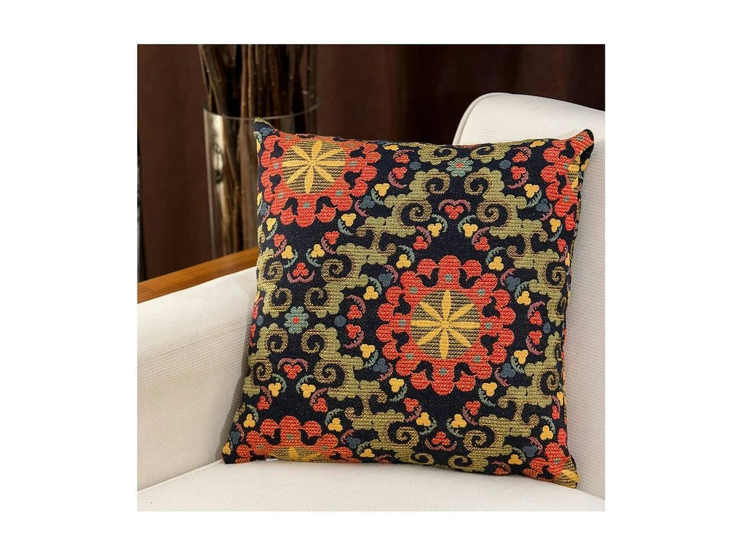 Coussin rétro – motifs floraux stylisés IZMIR