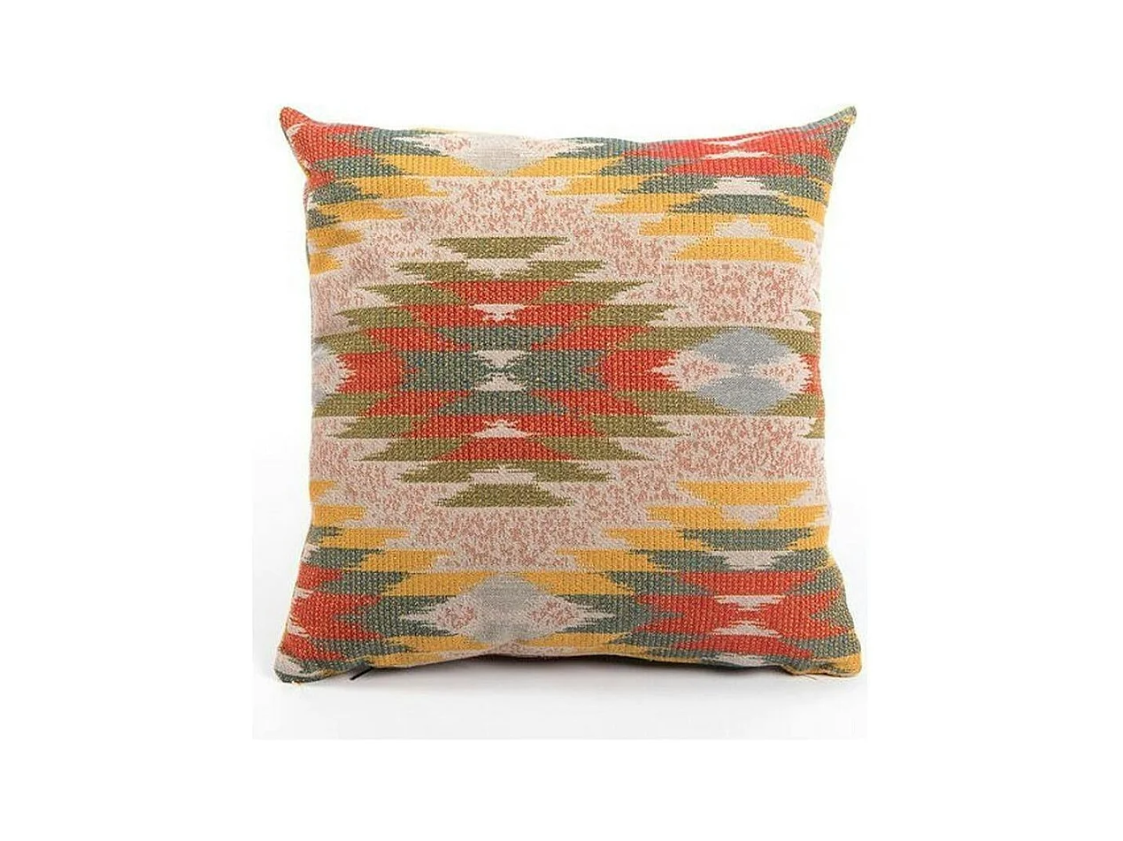Coussin bohème multicolore – motif kilim, fond beige IZMIR