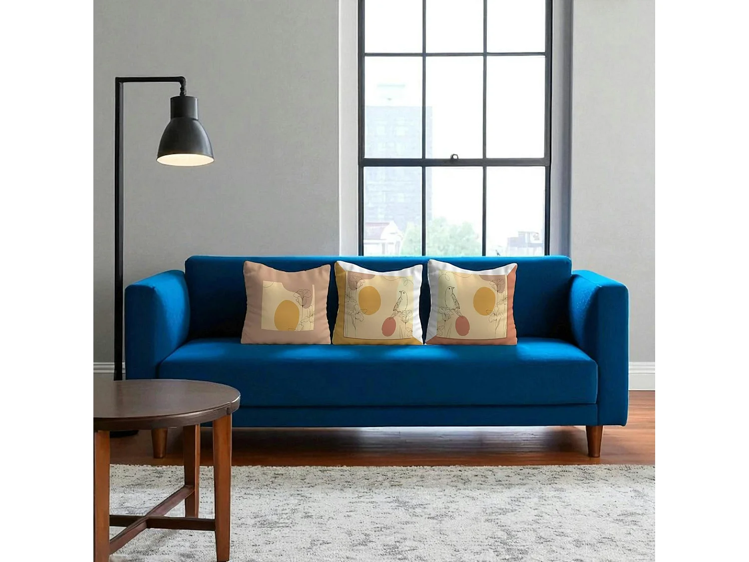 Coussin déco – fleurs et oiseaux (lot de 3) IZMIR