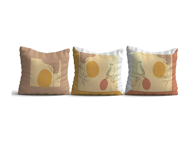 Coussin déco – fleurs et oiseaux (lot de 3) IZMIR