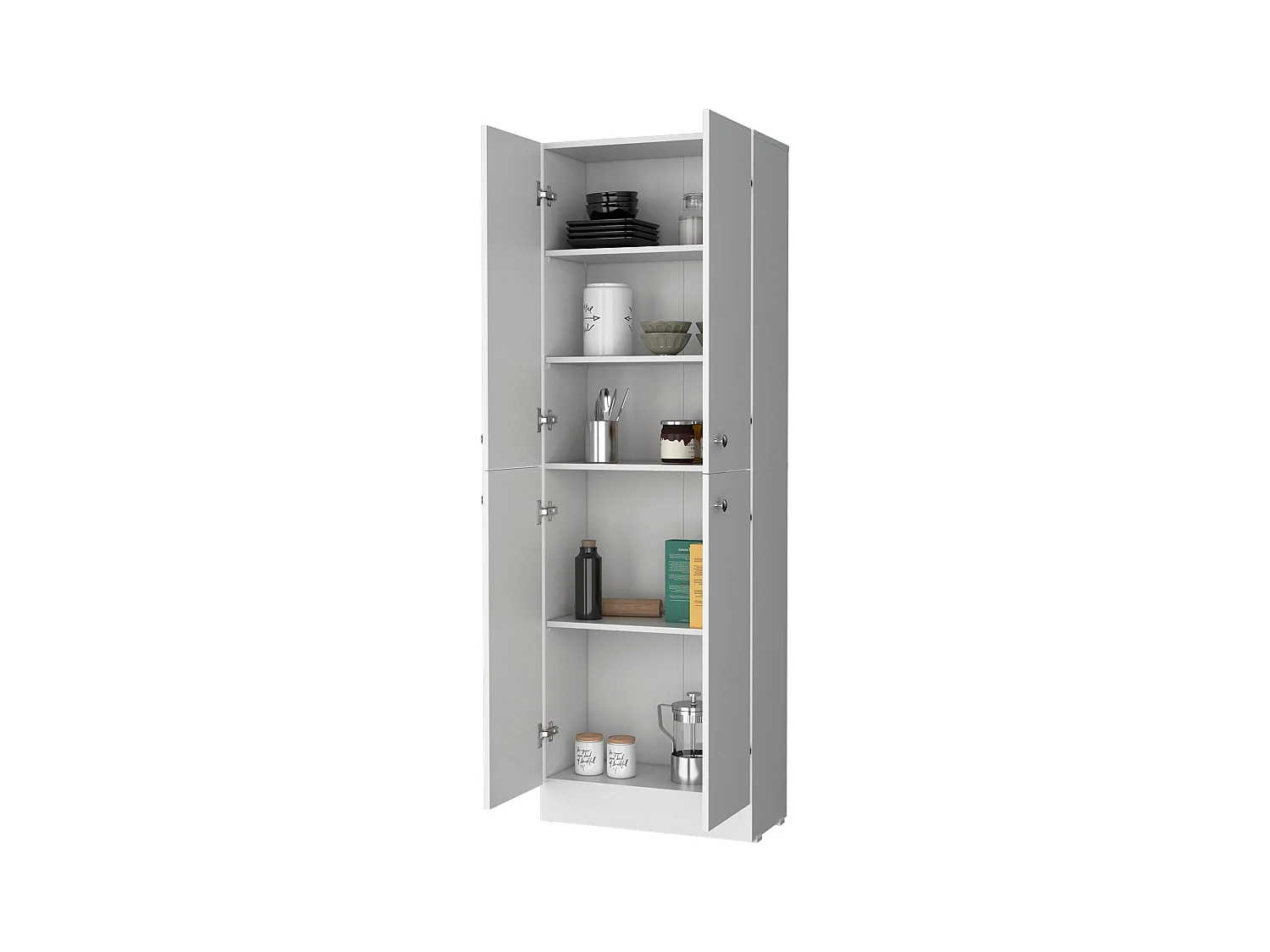 TUHOME Armoire de Rangement Cameron avec 4 Portes et 5 Étagères Cachées, Blanc
