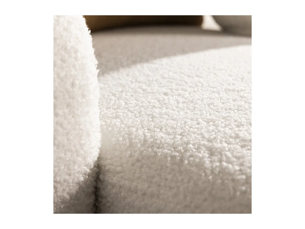 Matera - Canapé d'angle réversible convertible 3 places en tissu bouclette avec coffre - Blanc